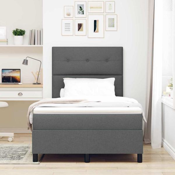Boxspringbett mit Kopfteil Dunkelgrau 120 x 190 cm Stoff