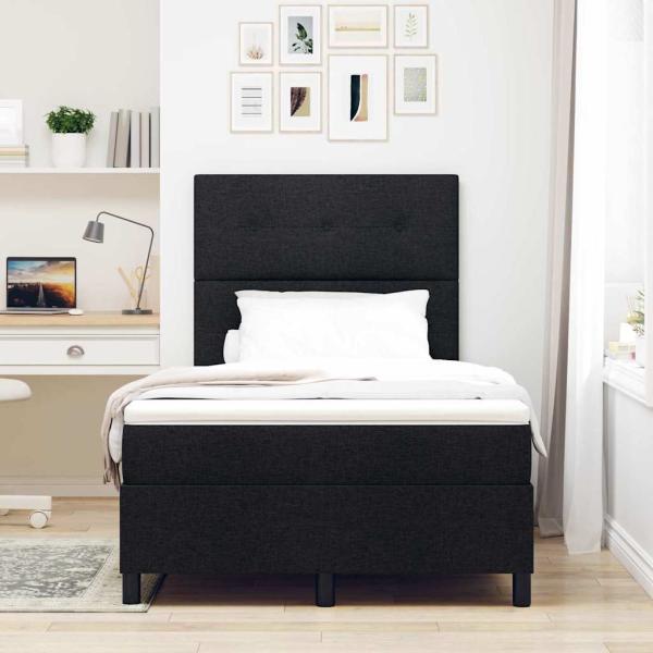 Boxspringbett mit Kopfteil Schwarz 120 x 200 cm Stoff
