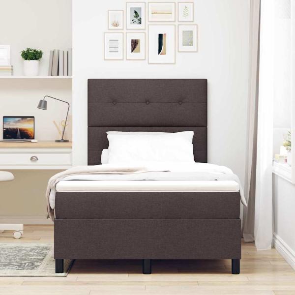 Boxspringbett mit Kopfteil Dunkelbraun 120 x 200 cm Stoff