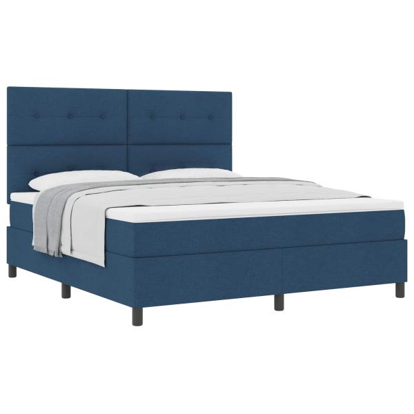 Boxspringbett mit Kopfteil Blau 180 x 200 cm Stoff