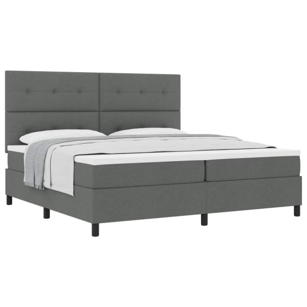 Boxspringbett mit Kopfteil Dunkelgrau 200 x 200 cm Stoff