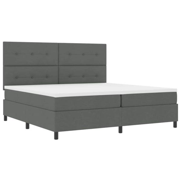 Boxspringbett mit Kopfteil Dunkelgrau 200 x 200 cm Stoff