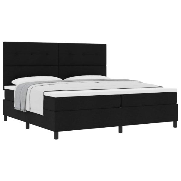 Boxspringbett mit Kopfteil Schwarz 200 x 200 cm Stoff