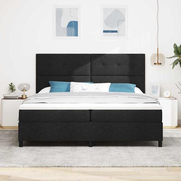 Boxspringbett mit Kopfteil Schwarz 200 x 200 cm Stoff
