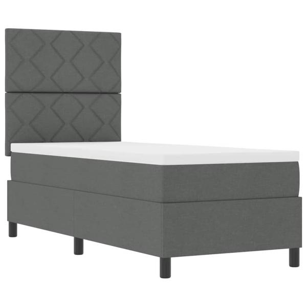 Boxspringbett mit Kopfteil Dunkelgrau 80 x 200 cm Stoff