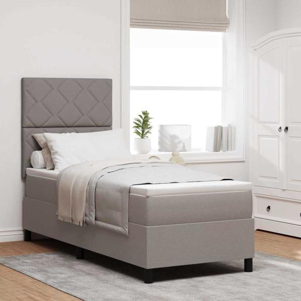 ARDEBO.de - Boxspringbett mit Kopfteil Taupe 80 x 200 cm Stoff