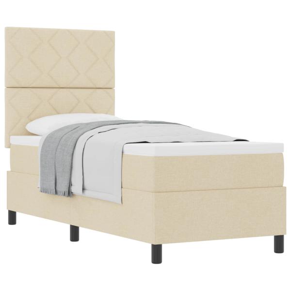 Boxspringbett mit Kopfteil Creme 80 x 200 cm Stoff