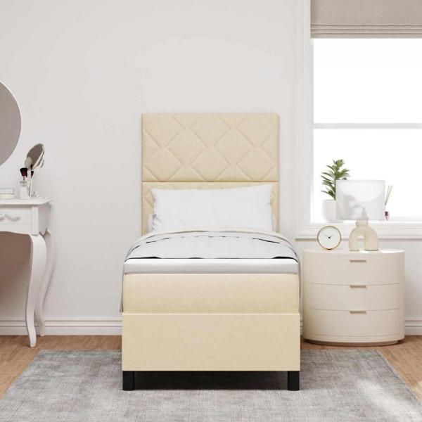 Boxspringbett mit Kopfteil Creme 80 x 200 cm Stoff