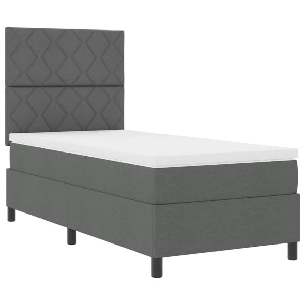 Boxspringbett mit Kopfteil Dunkelgrau 90 x 200 cm Stoff