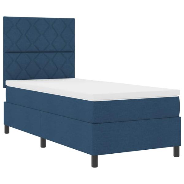 Boxspringbett mit Kopfteil Blau 90 x 200 cm Stoff