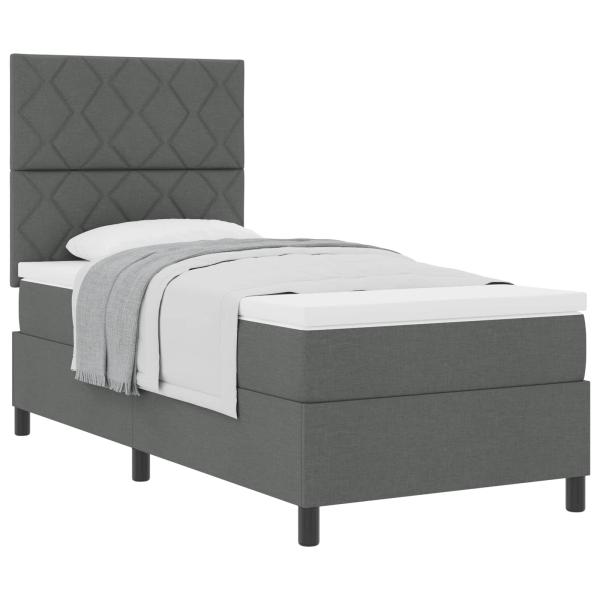 ARDEBO.de - Boxspringbett mit Kopfteil Dunkelgrau 100 x 200 cm Stoff