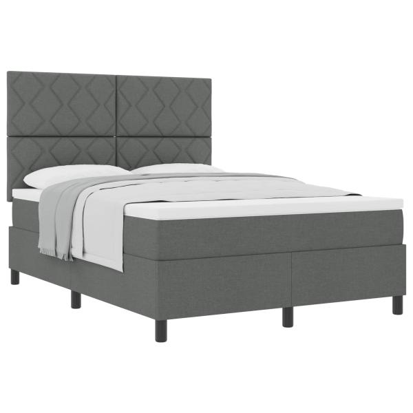 Boxspringbett mit Kopfteil Dunkelgrau 140 x 190 cm Stoff