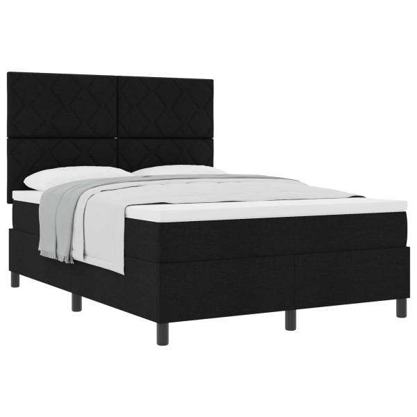Boxspringbett mit Kopfteil Schwarz 140 x 190 cm Stoff