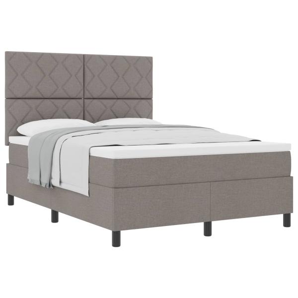 Boxspringbett mit Kopfteil Taupe 140 x 190 cm Stoff