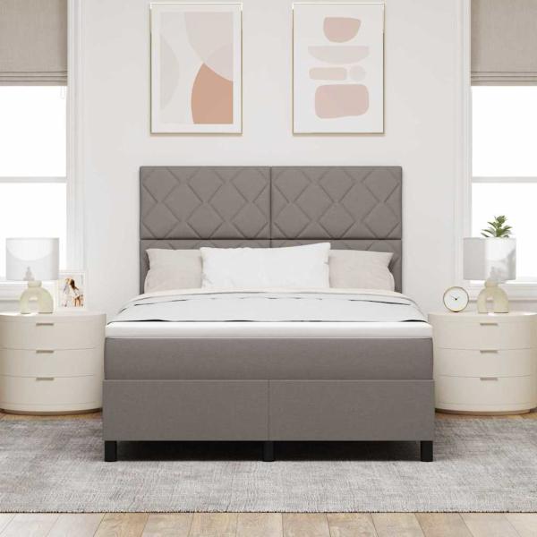 Boxspringbett mit Kopfteil Taupe 140 x 190 cm Stoff