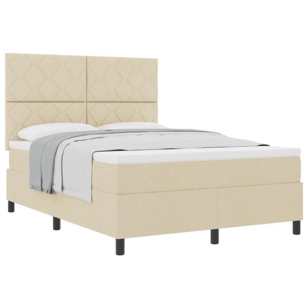 Boxspringbett mit Kopfteil Creme 160 x 200 cm Stoff
