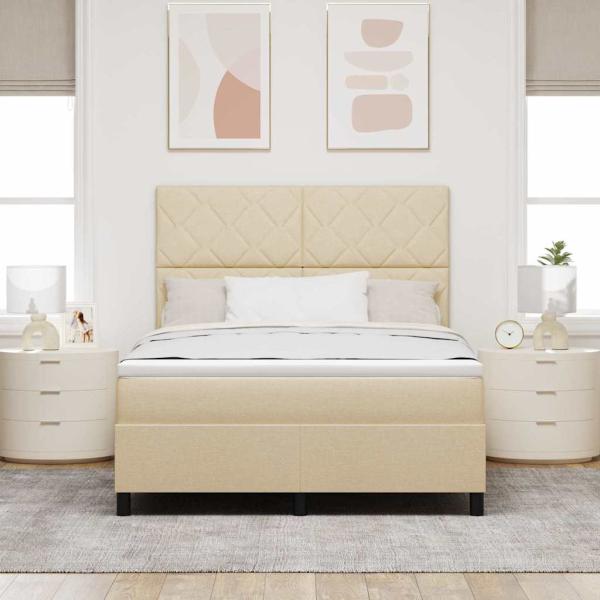 Boxspringbett mit Kopfteil Creme 160 x 200 cm Stoff
