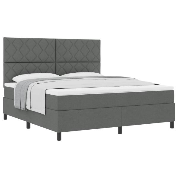 Boxspringbett mit Kopfteil Dunkelgrau 180 x 200 cm Stoff