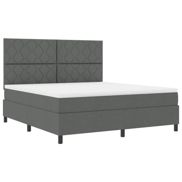 Boxspringbett mit Kopfteil Dunkelgrau 180 x 200 cm Stoff