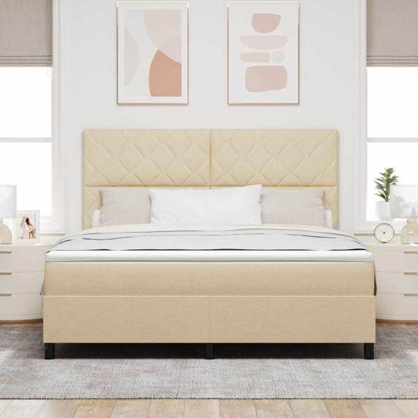 Boxspringbett mit Kopfteil Creme 180 x 200 cm Stoff