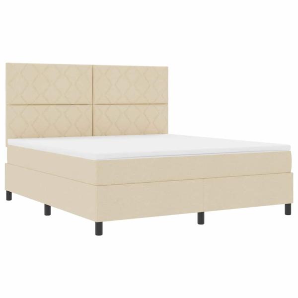 Boxspringbett mit Kopfteil Creme 180 x 200 cm Stoff
