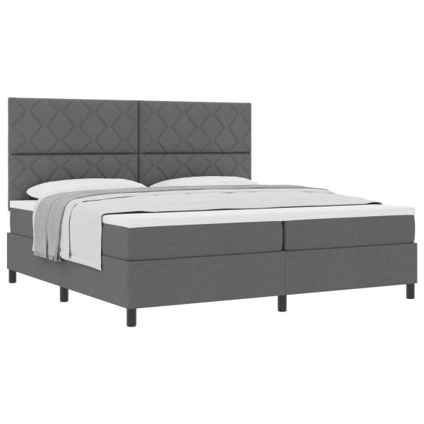 Boxspringbett mit Kopfteil Dunkelgrau 200 x 200 cm Stoff