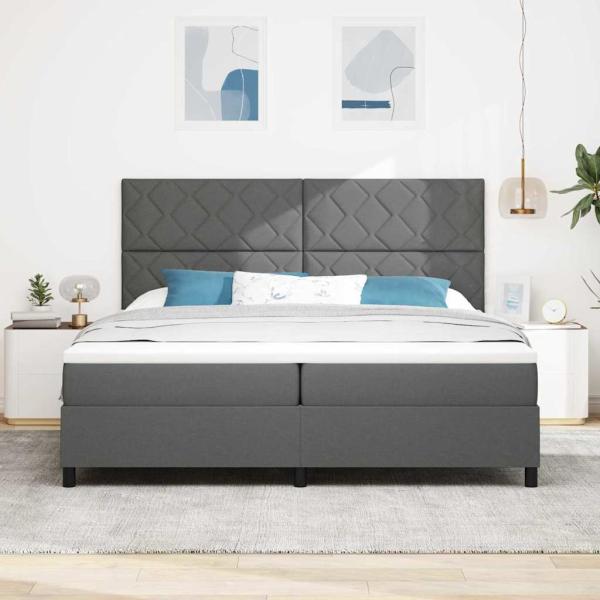 Boxspringbett mit Kopfteil Dunkelgrau 200 x 200 cm Stoff