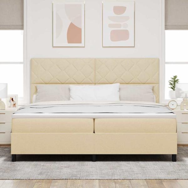 Boxspringbett mit Kopfteil Creme 200 x 200 cm Stoff