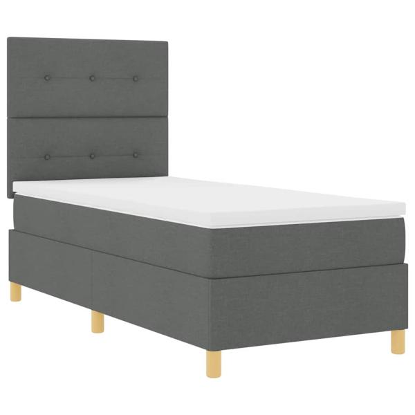 Boxspringbett mit Kopfteil Dunkelgrau 90 x 200 cm Stoff