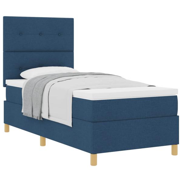 Boxspringbett mit Kopfteil Blau 90 x 200 cm Stoff