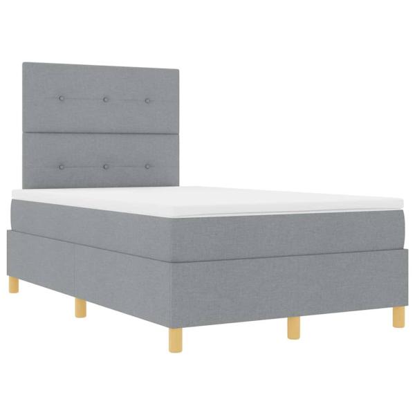 Boxspringbett mit Kopfteil Hellgrau 120 x 200 cm Stoff