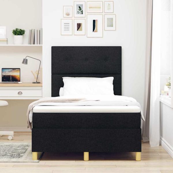Boxspringbett mit Kopfteil Schwarz 120 x 200 cm Stoff