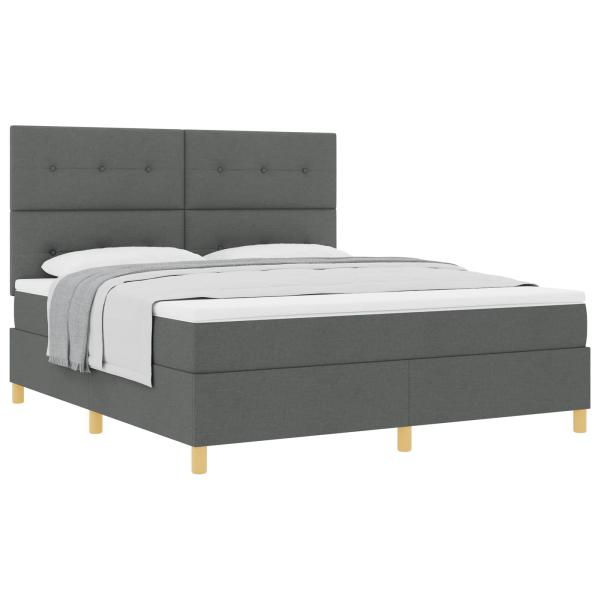 Boxspringbett mit Kopfteil Dunkelgrau 180 x 200 cm Stoff