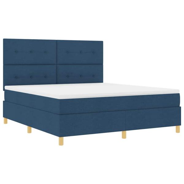 Boxspringbett mit Kopfteil Blau 180 x 200 cm Stoff