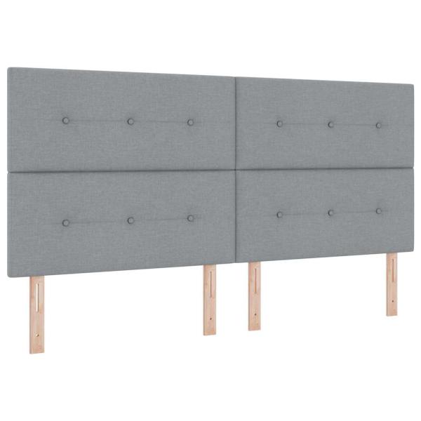 Boxspringbett mit Kopfteil Hellgrau 200 x 200 cm Stoff