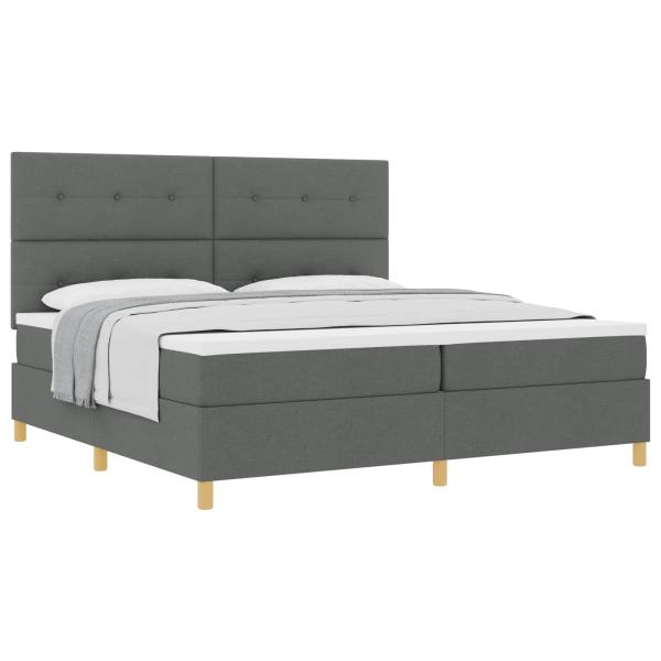 Boxspringbett mit Kopfteil Dunkelgrau 200 x 200 cm Stoff
