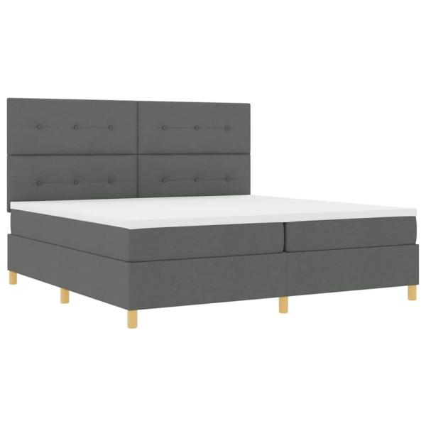 Boxspringbett mit Kopfteil Dunkelgrau 200 x 200 cm Stoff