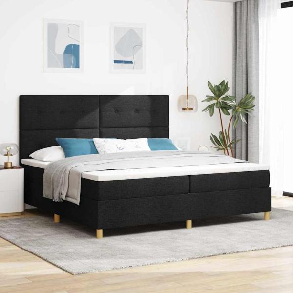 ARDEBO.de - Boxspringbett mit Matratze Schwarz 200 x 200 cm Stoff