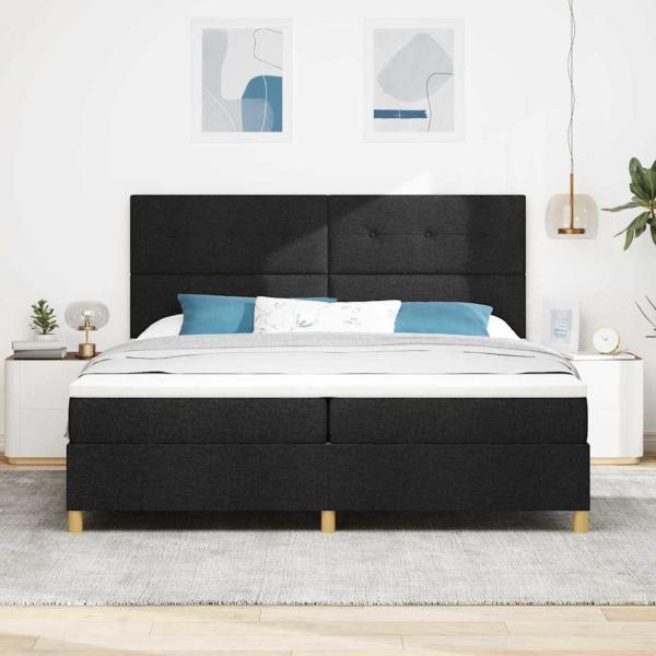 Boxspringbett mit Matratze Schwarz 200 x 200 cm Stoff