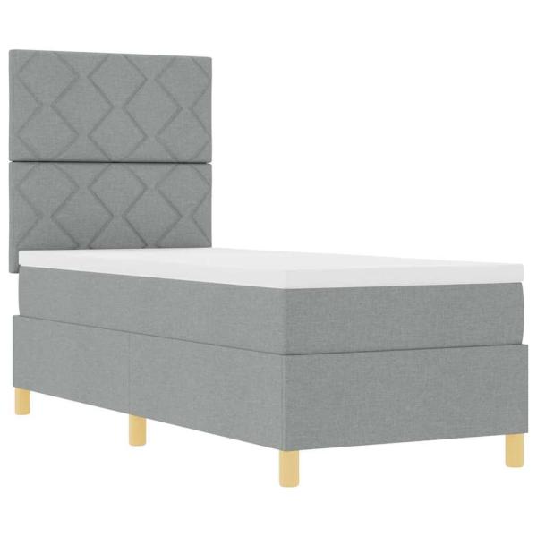 Boxspringbett mit Kopfteil Hellgrau 80 x 200 cm Stoff