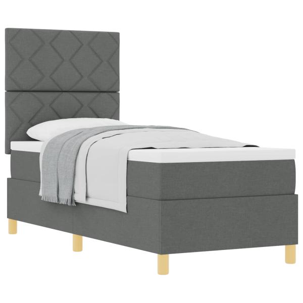 Boxspringbett mit Kopfteil Dunkelgrau 80 x 200 cm Stoff
