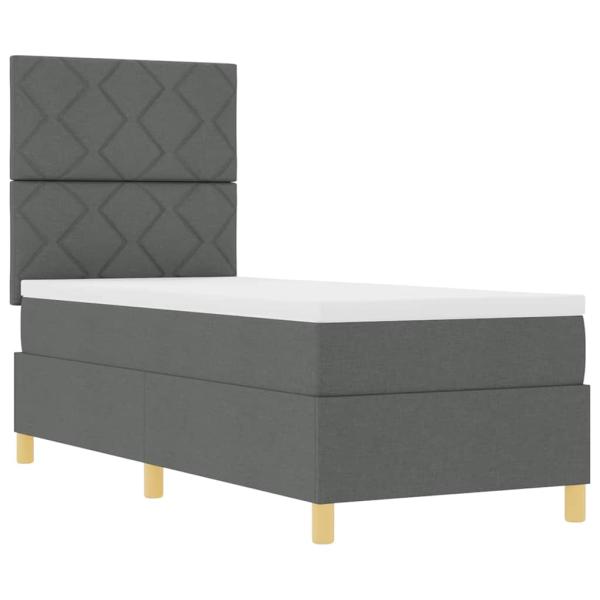 Boxspringbett mit Kopfteil Dunkelgrau 80 x 200 cm Stoff