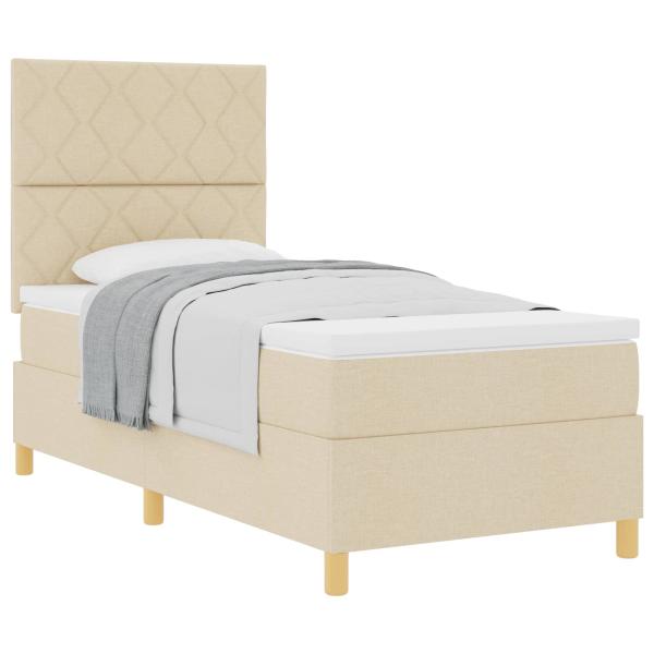 Boxspringbett mit Kopfteil Creme 90 x 190 cm Stoff