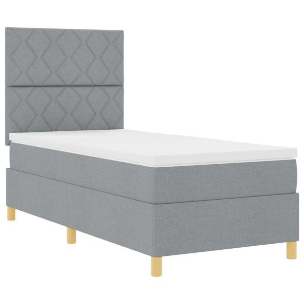 Boxspringbett mit Kopfteil Hellgrau 90 x 200 cm Stoff