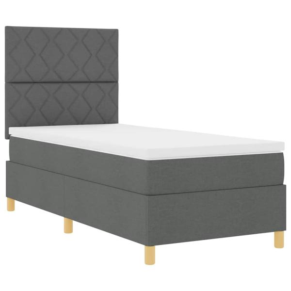 Boxspringbett mit Kopfteil Dunkelgrau 90 x 200 cm Stoff