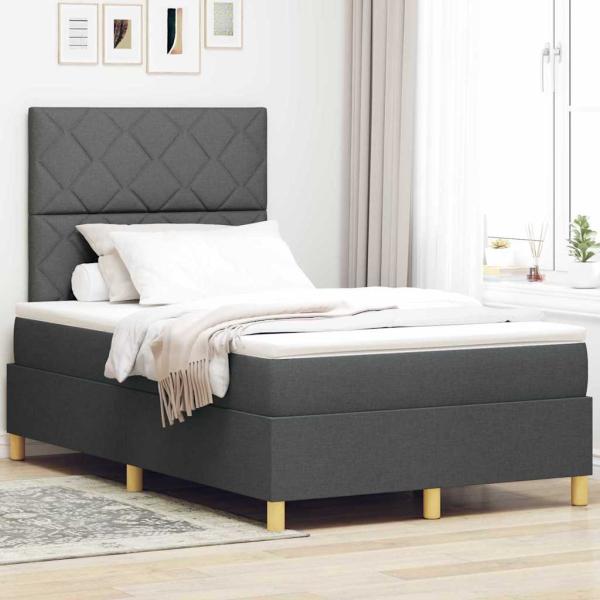 ARDEBO.de - Boxspringbett mit Kopfteil Dunkelgrau 120 x 200 cm Stoff