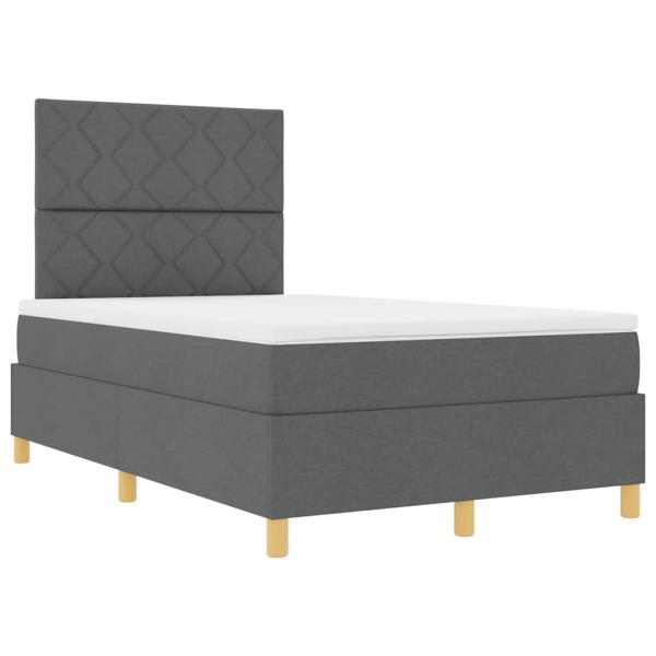 Boxspringbett mit Kopfteil Dunkelgrau 120 x 200 cm Stoff