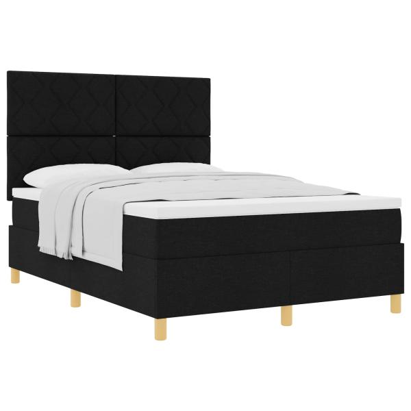 Boxspringbett mit Kopfteil Schwarz 140 x 190 cm Stoff