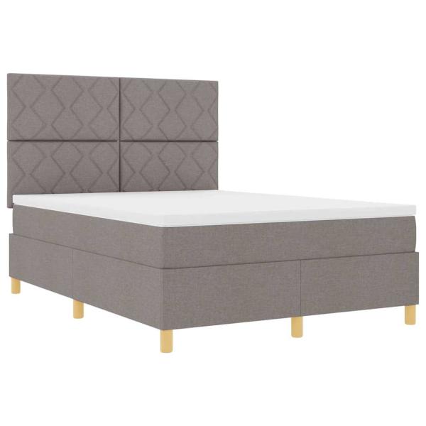 Boxspringbett mit Kopfteil Taupe 140 x 200 cm Stoff