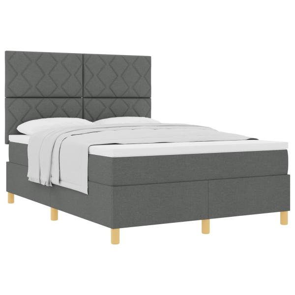 Boxspringbett mit Kopfteil Dunkelgrau 160 x 200 cm Stoff